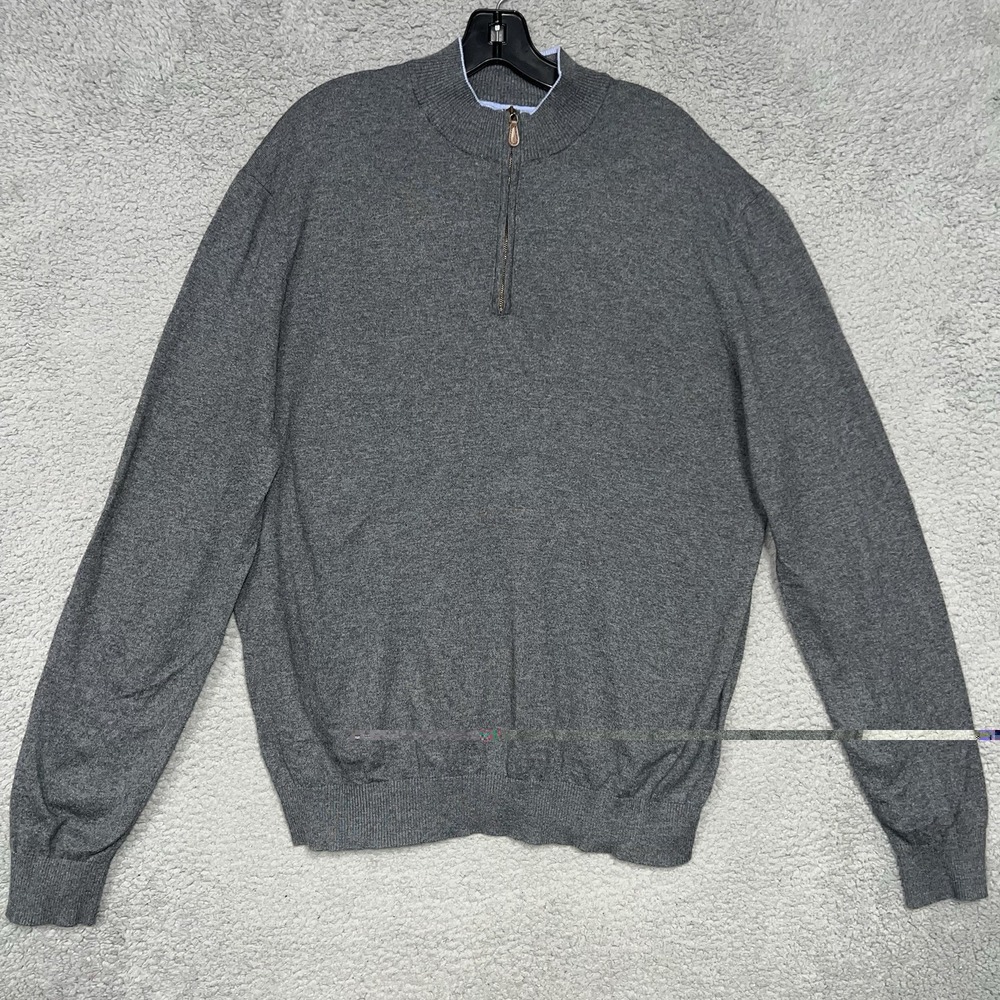 Johnnie-O Silk Blend Sweater Men's Sz XL Gray 1/4 Zip Golf Lightweight Pullover